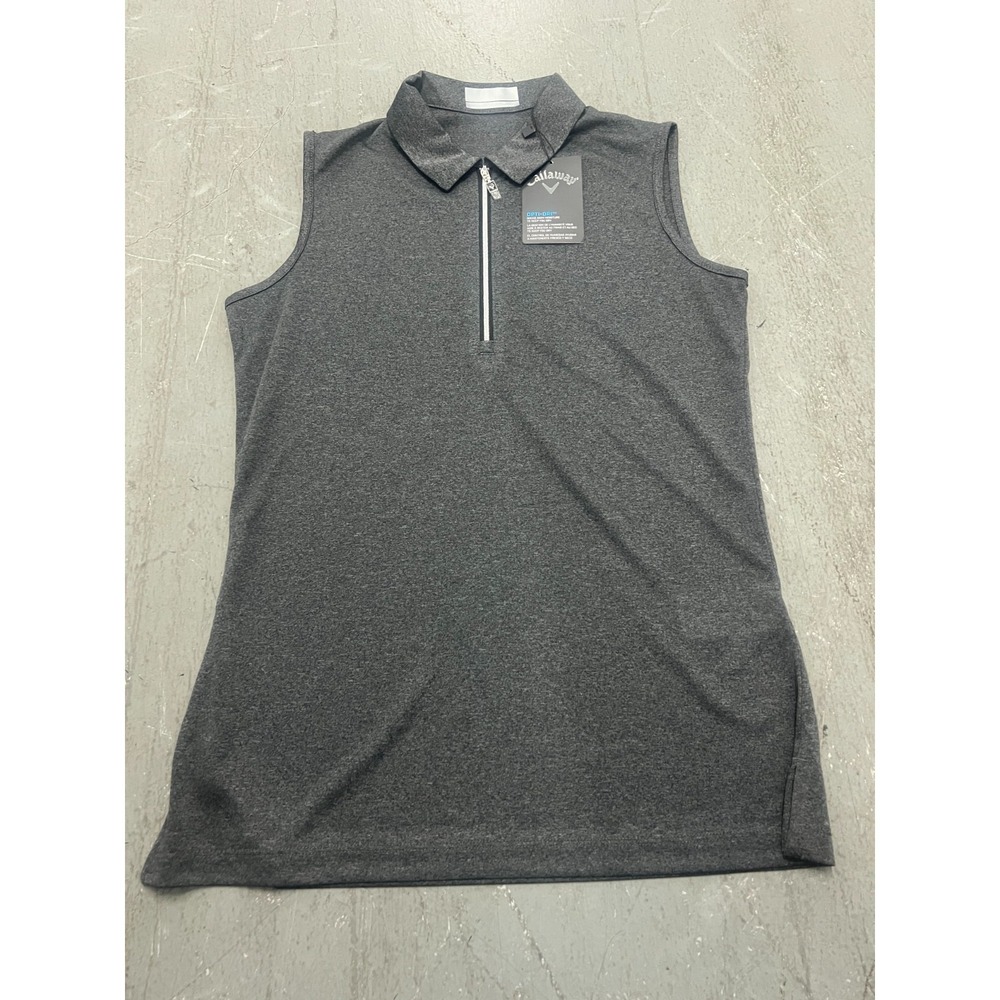 Callaway Polo Shirt Womens XS Black Heather Opti-Dri 1/4‎ Zip Golf Tennis NWT